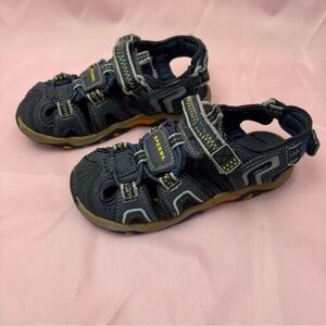 Sperry Batten Youth Sandals – US 1M | Rugged Blue/Yellow, Leather Upper, YB30008